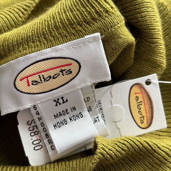 Talbots Vintage NWT Sweater Mockneck Lightweight Preppy Pea Green Size XL F150 - Picture 6 of 8